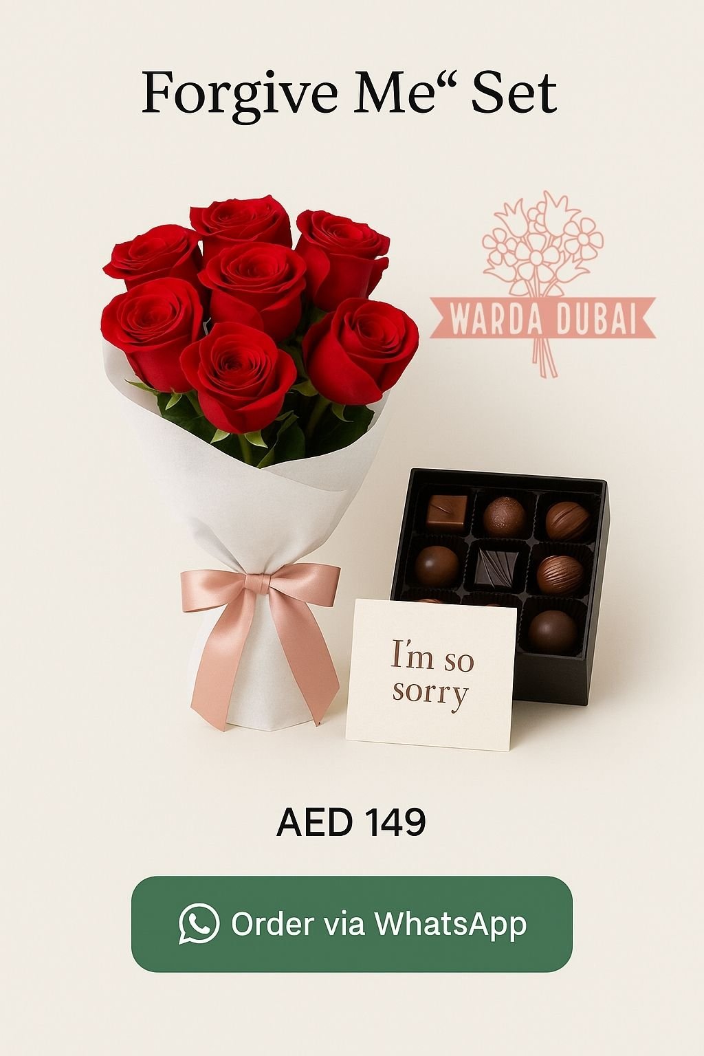 Forgive Me Set β Roses, Chocolates & Card