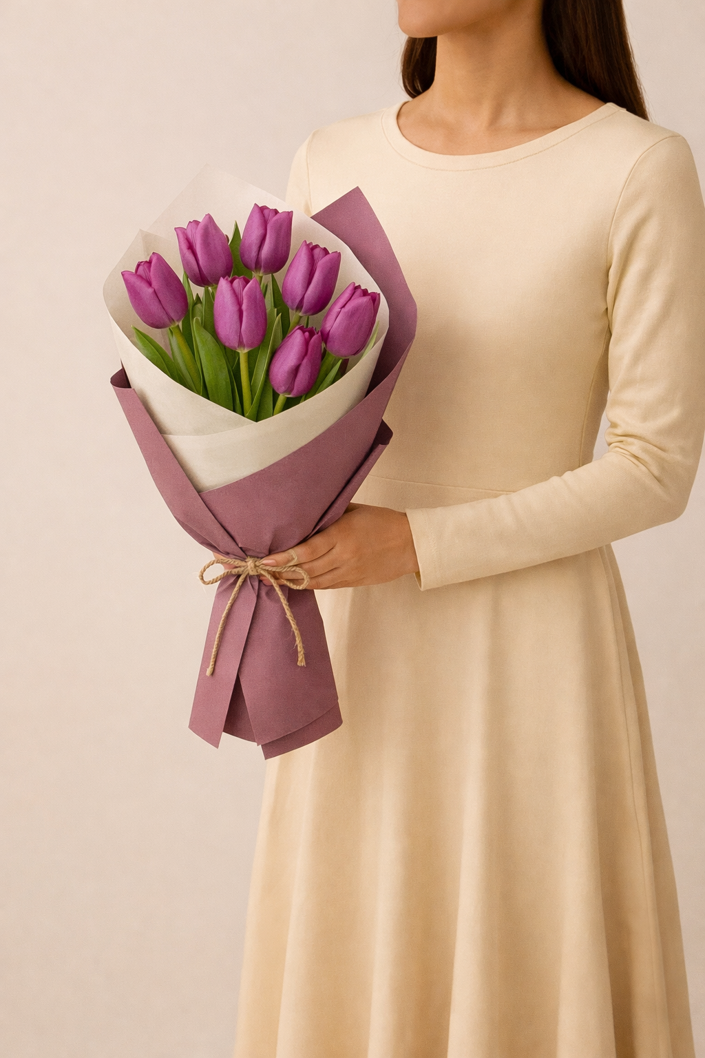 7 Purple Tulips Bouquet by Warda Petals