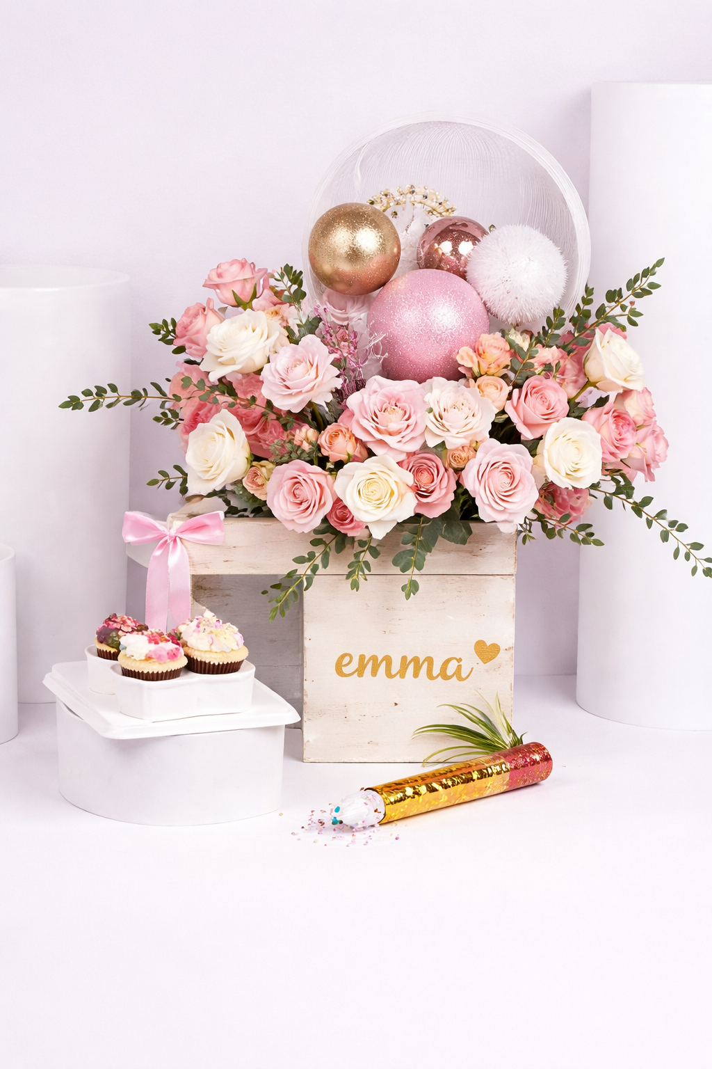 Blushing Birthday Bloom Box by Warda Petals
