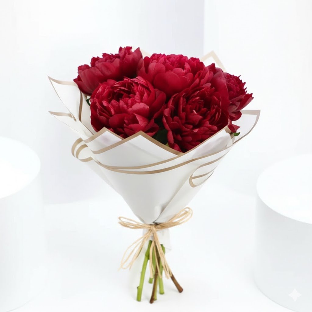 Red Peonies Bouquet by Warda Petals