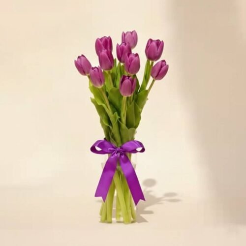 10 Purple Tulip Arrangement by Warda Petals