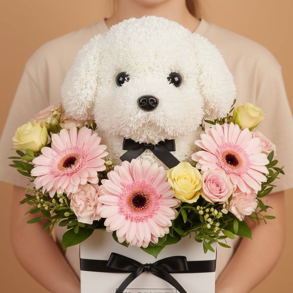 Hugs and Cuddles Flower Box with Ferrero Rocher by Warda Petals