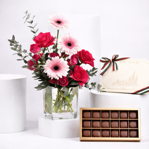 Luxury Emirati Womens Day Flower Arrangement And Dubai Chocolate