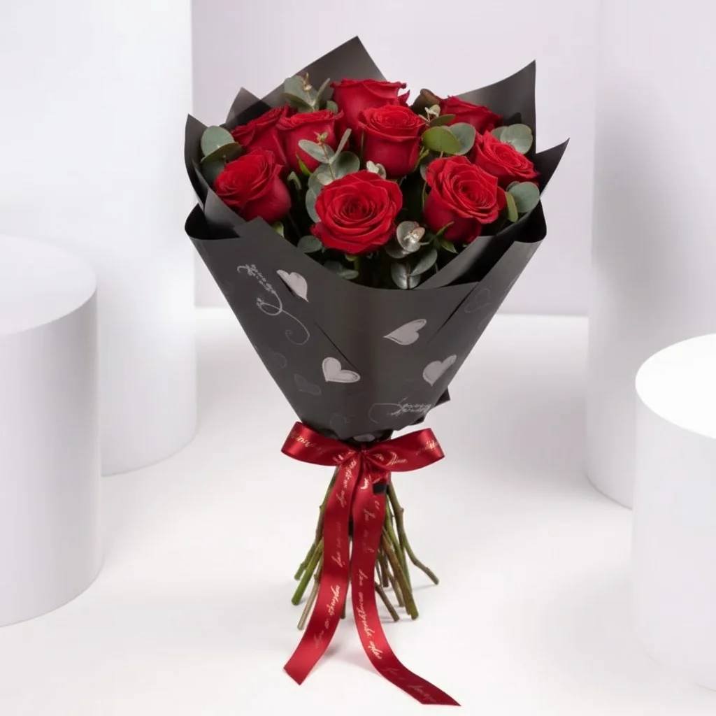 Romantic-Valentine-9-Red-Roses-Classic-Bouquet-by-Warda-Petals