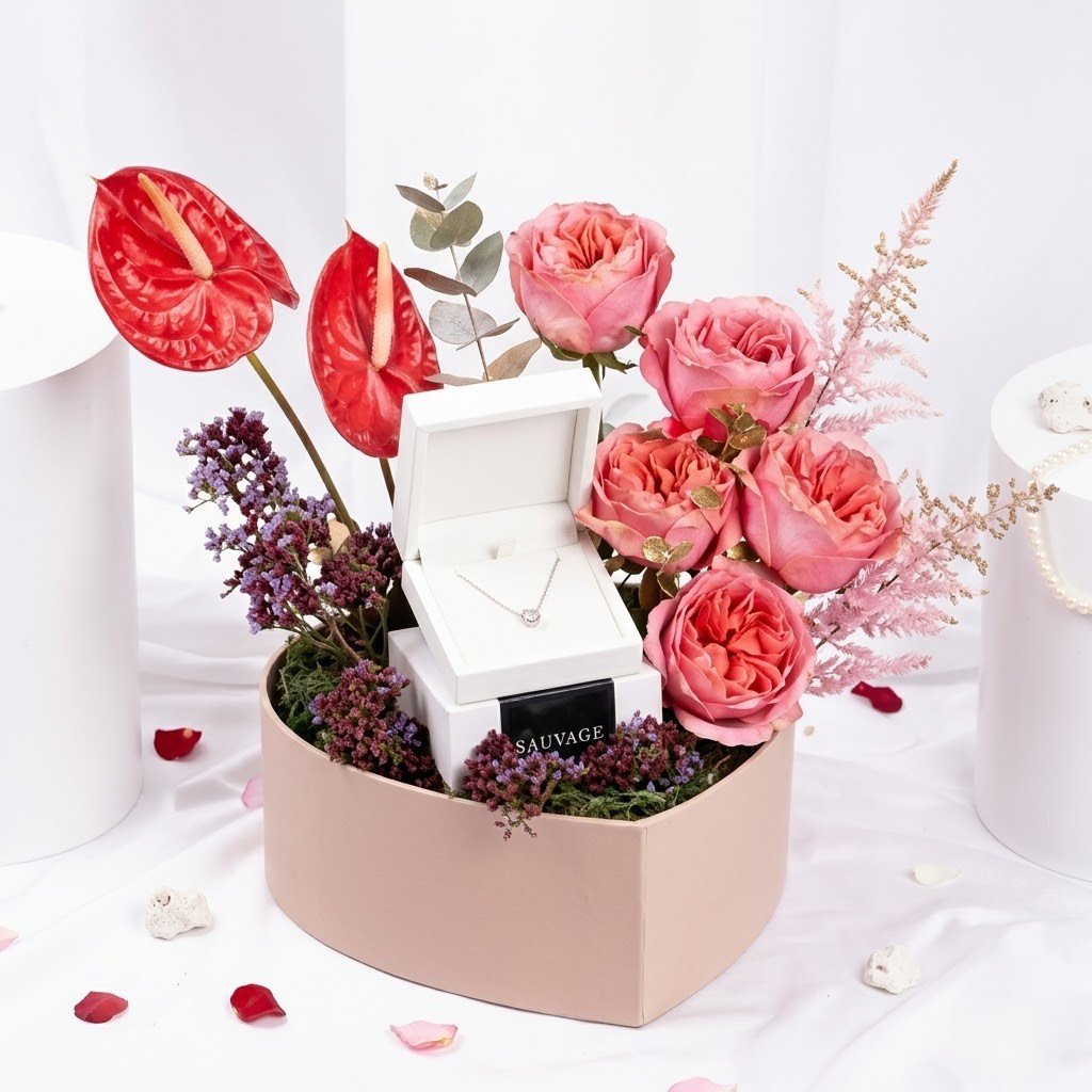 3 Ct Heart Diamond Necklace for Her by Warda Petals