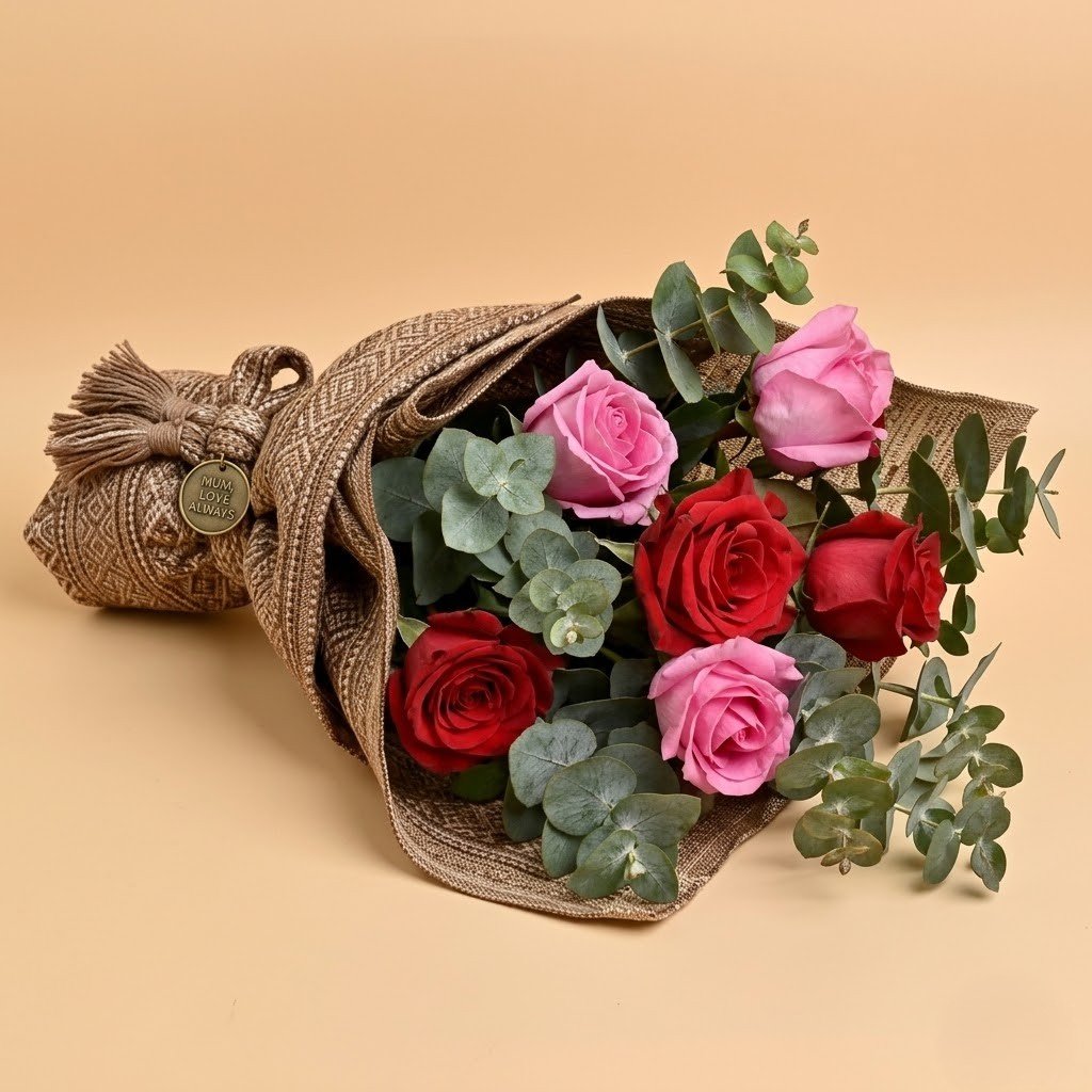 3 Pink & 3 Red Roses Beauty Bouquet