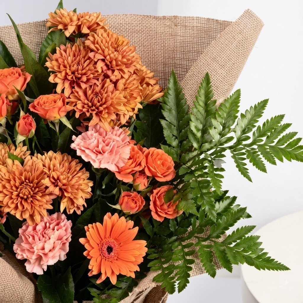 Aurora Flowers Bouquet – Vibrant Orange Blooms