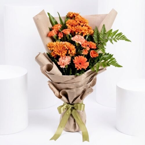 Aurora Flowers Bouquet – Vibrant Orange Blooms