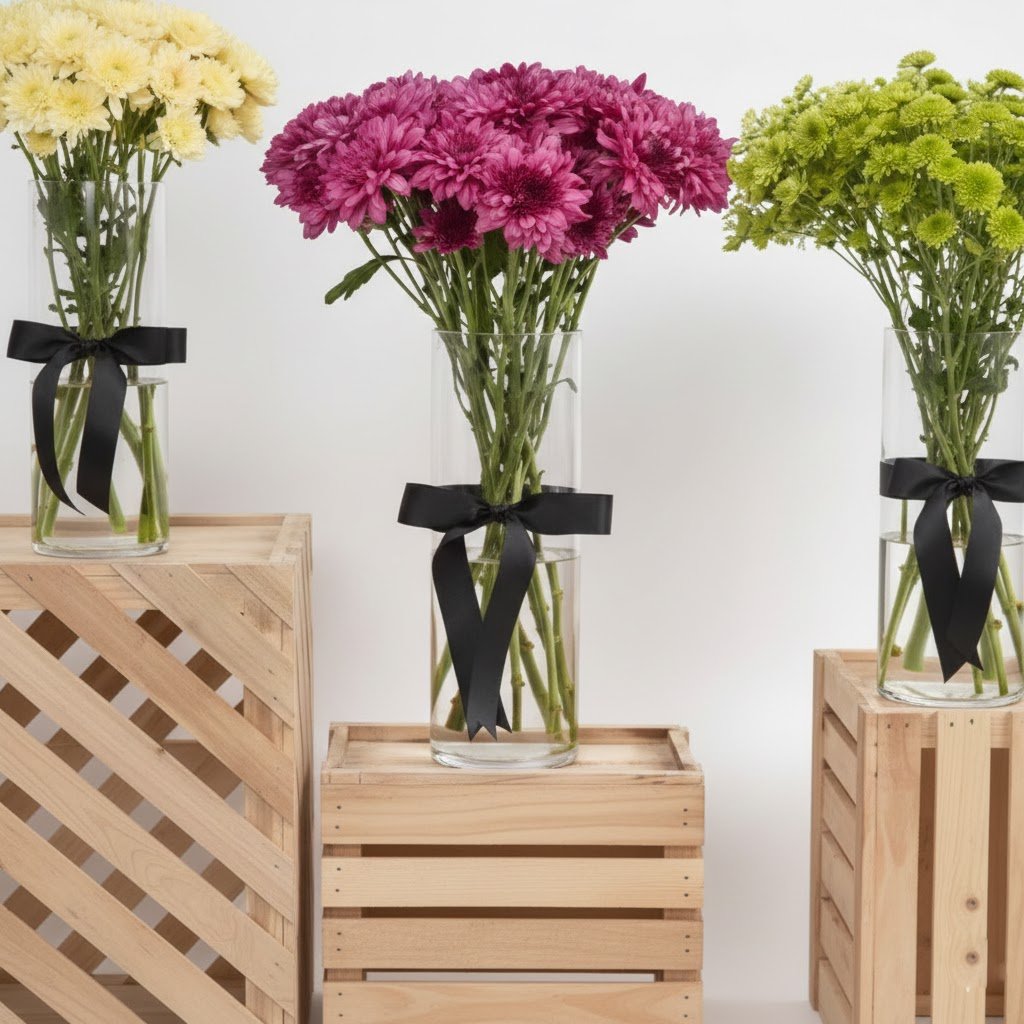 Beautiful Flowers Set of 3 – Premium Trio Glass Vase Arrangement by Warda Petals