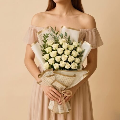 Beautiful White Spray Rose Bouquet – Elegant White Floral Gift