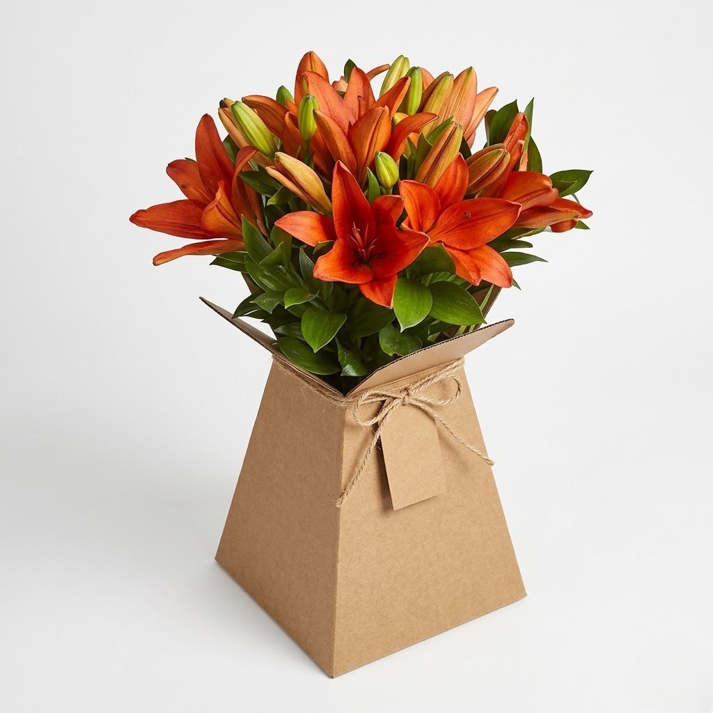 Beauty Of Dusk – Orange Lily Box Arrangement
