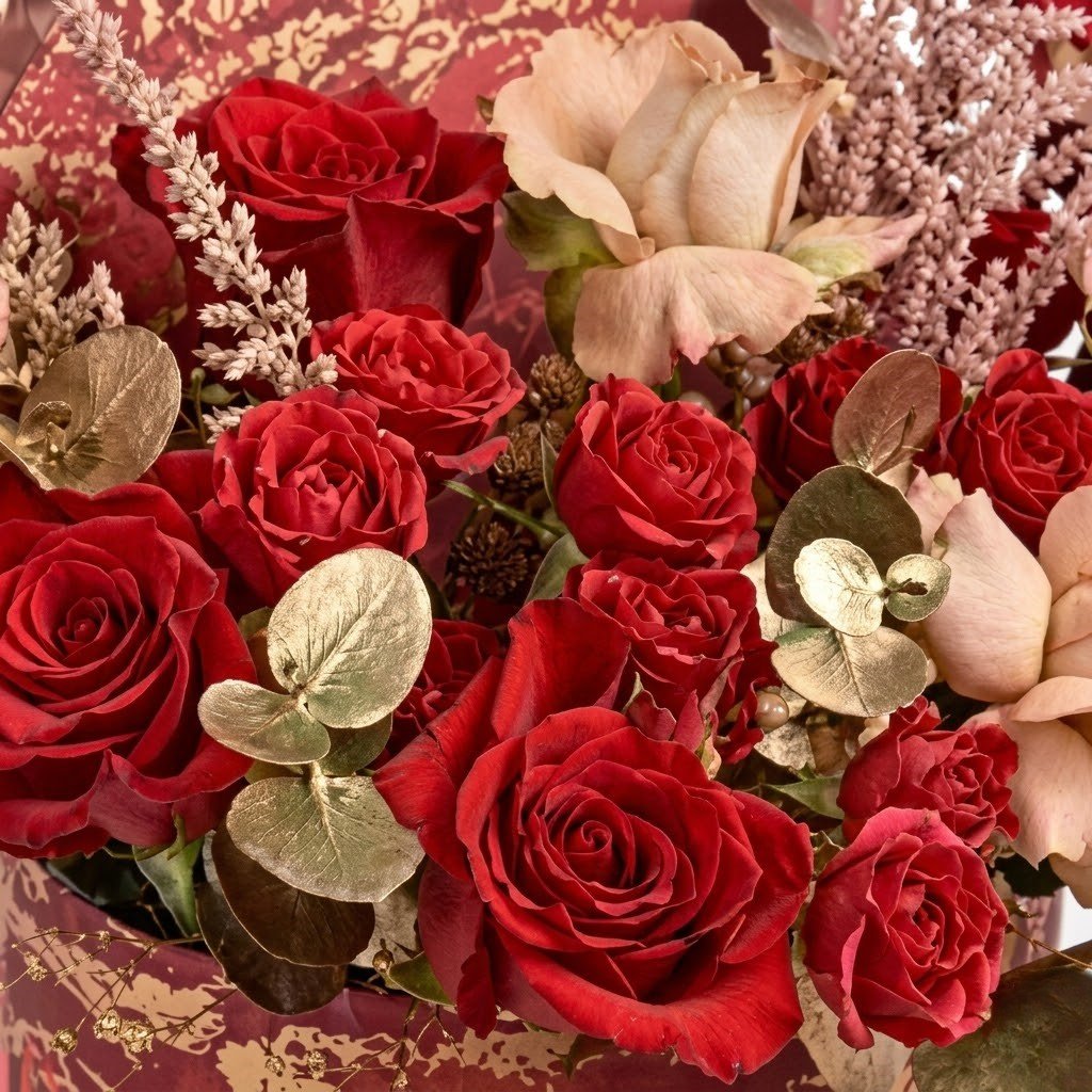 Beauty of Red and Cappuccino Roses by Warda Petals