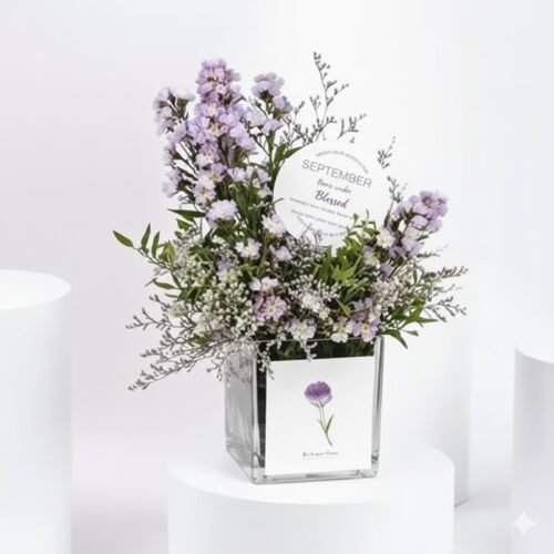 Birthday Aster Flowers in Vase by Warda Petals