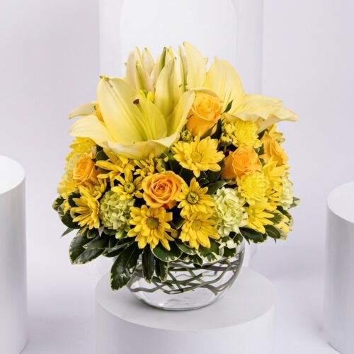Bowl Of Happy Flowers by Warda Petals