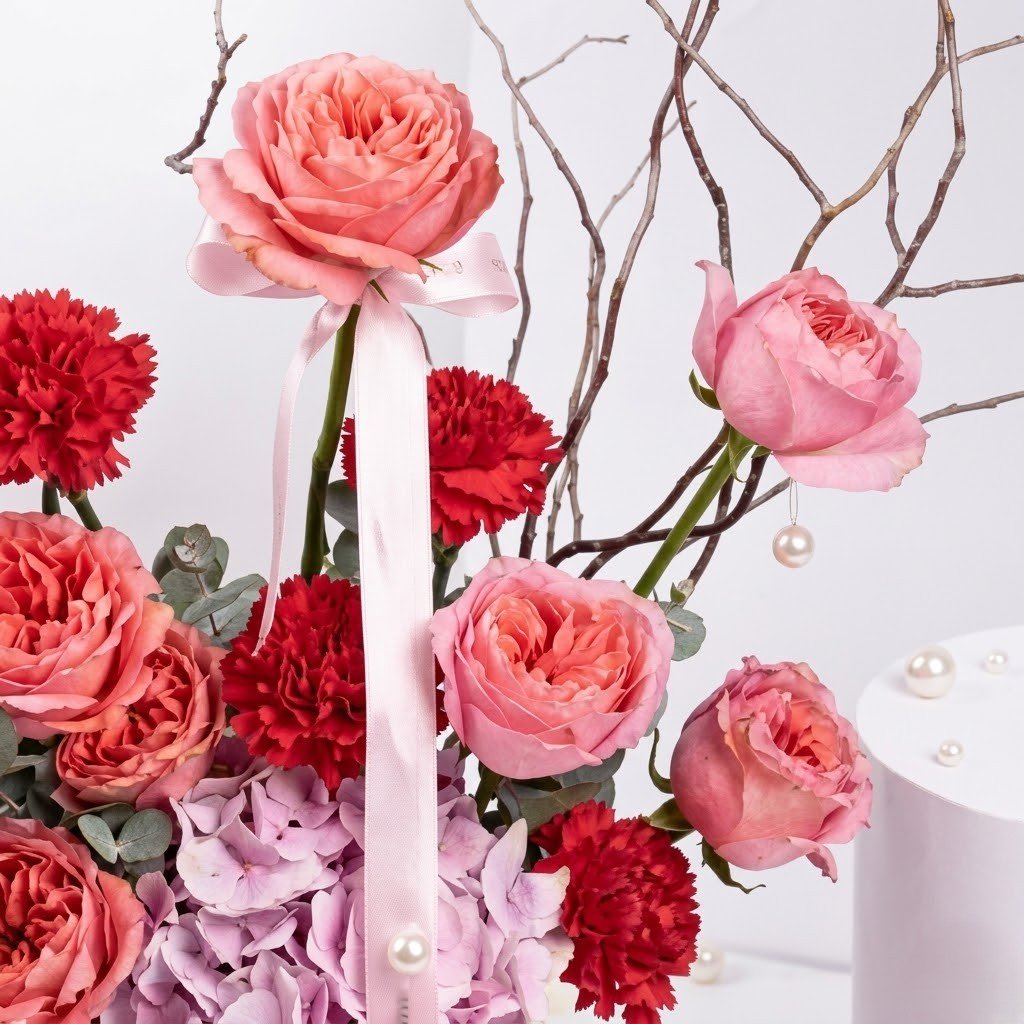 Candy of My Eye Flowers Box – Pink Garden Roses Valentine Floral Gift by Warda Petals