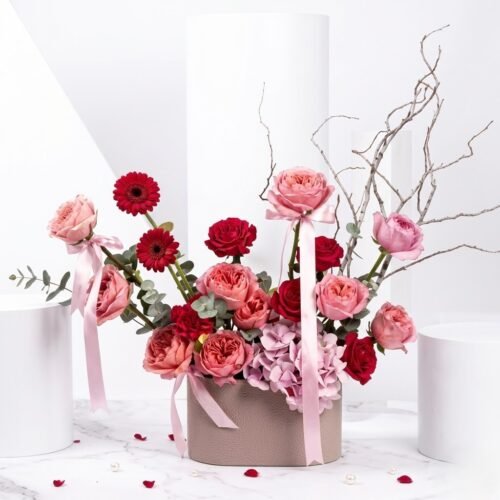 Candy of My Eye Flowers Box – Pink Garden Roses Valentine Floral Gift by Warda Petals