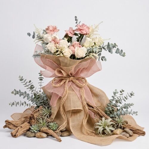 Cappuccino & White Roses Affection Bouquet