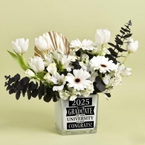 Congrats To Graduate – White Floral Vase Arrangement