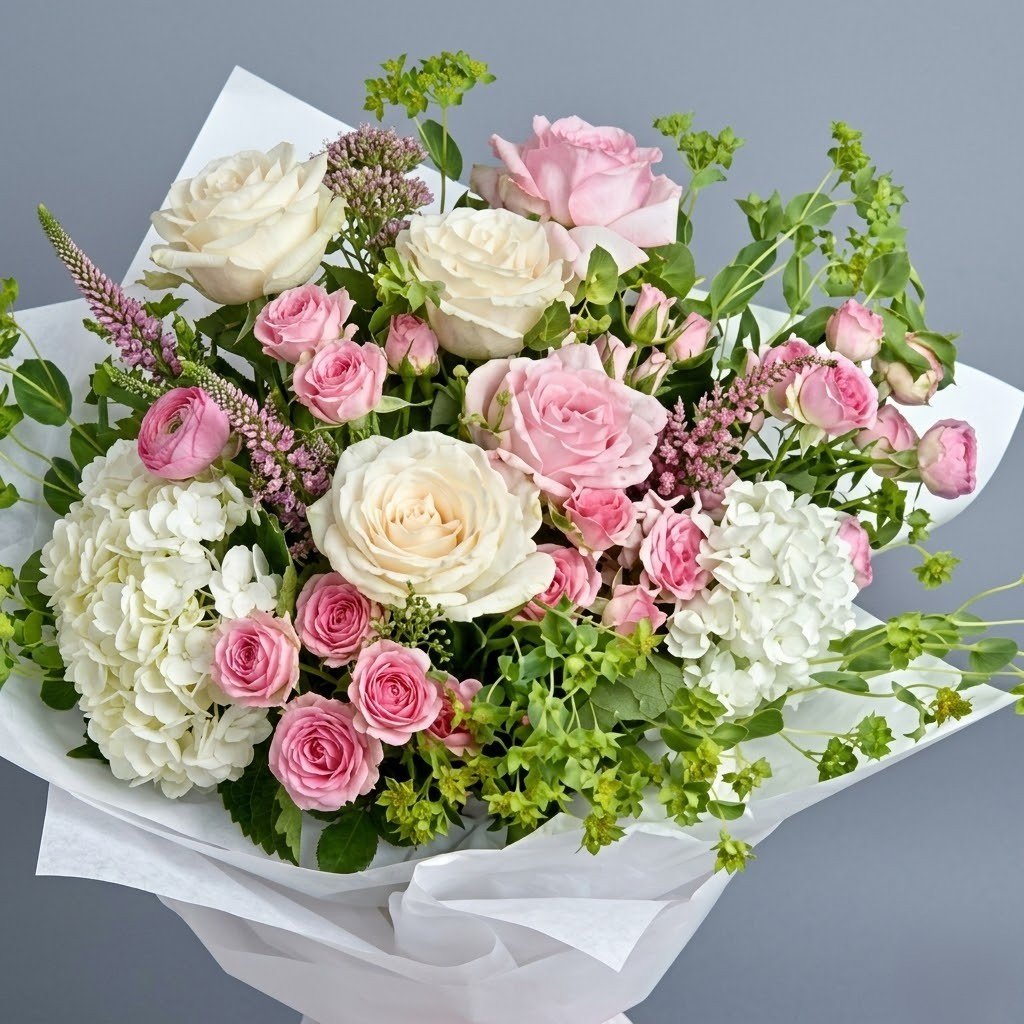 Floral Forest – Premium Garden Roses & Hydrangea Mixed Bouquet