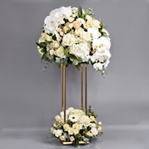 Floral Pulse – Luxury Mixed Flower Arrangement in Golden Stand
