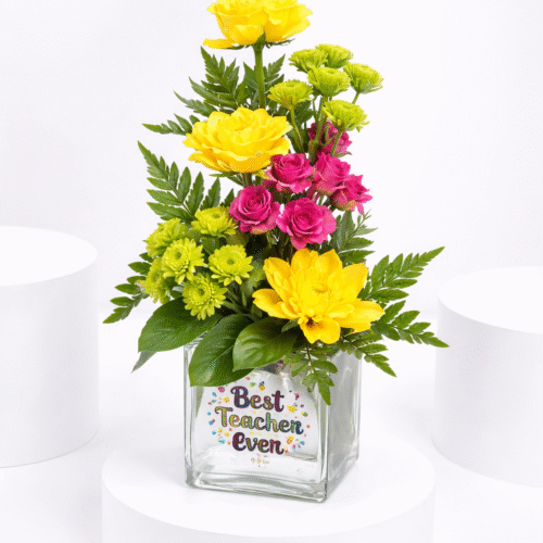 Flowers Arrangement For Teacher – Appreciation Flowers in Glass Vase