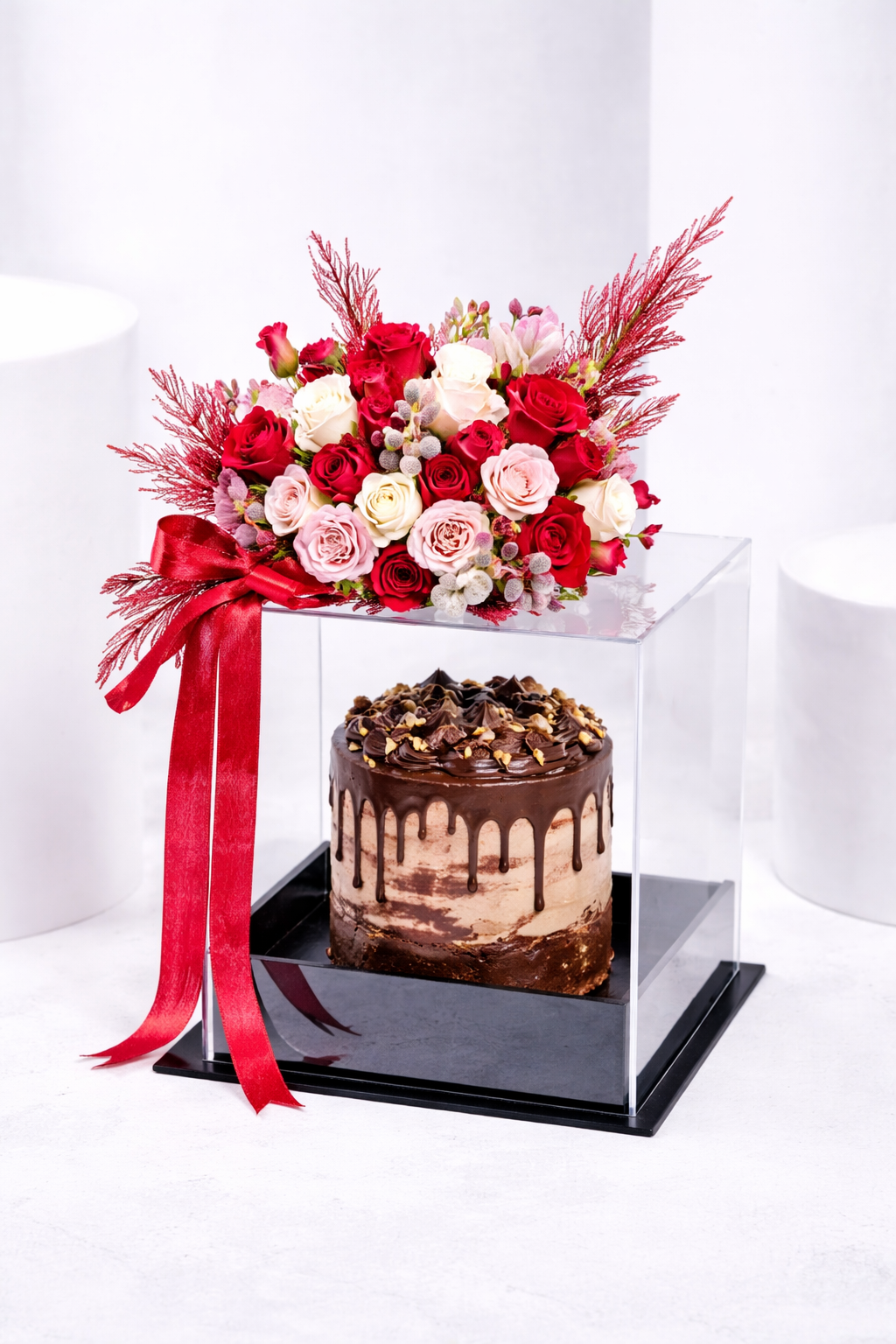 Flowers and Cake in Premium Box – Luxury Gift Combo