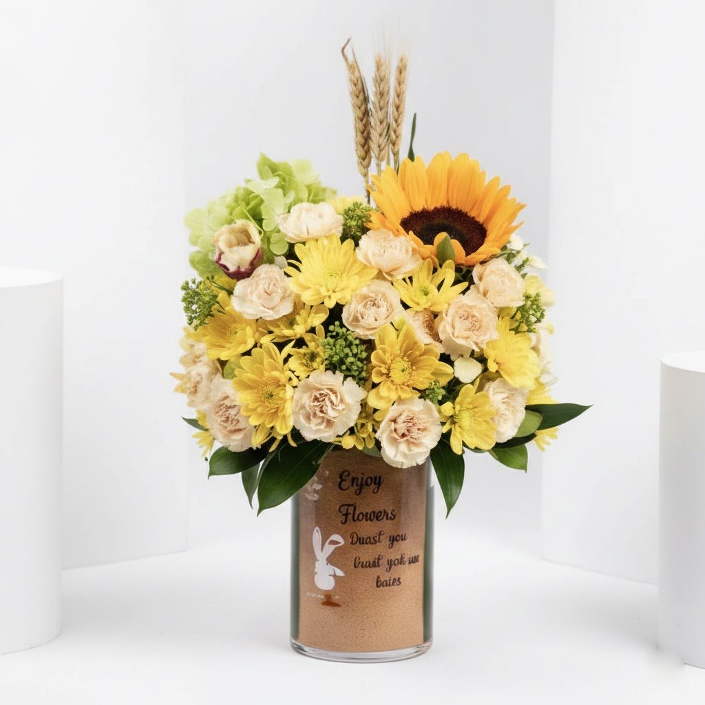 Get Well Soon Message Flowers Arrangement – Fresh Floral Vase Gift by Warda Petals