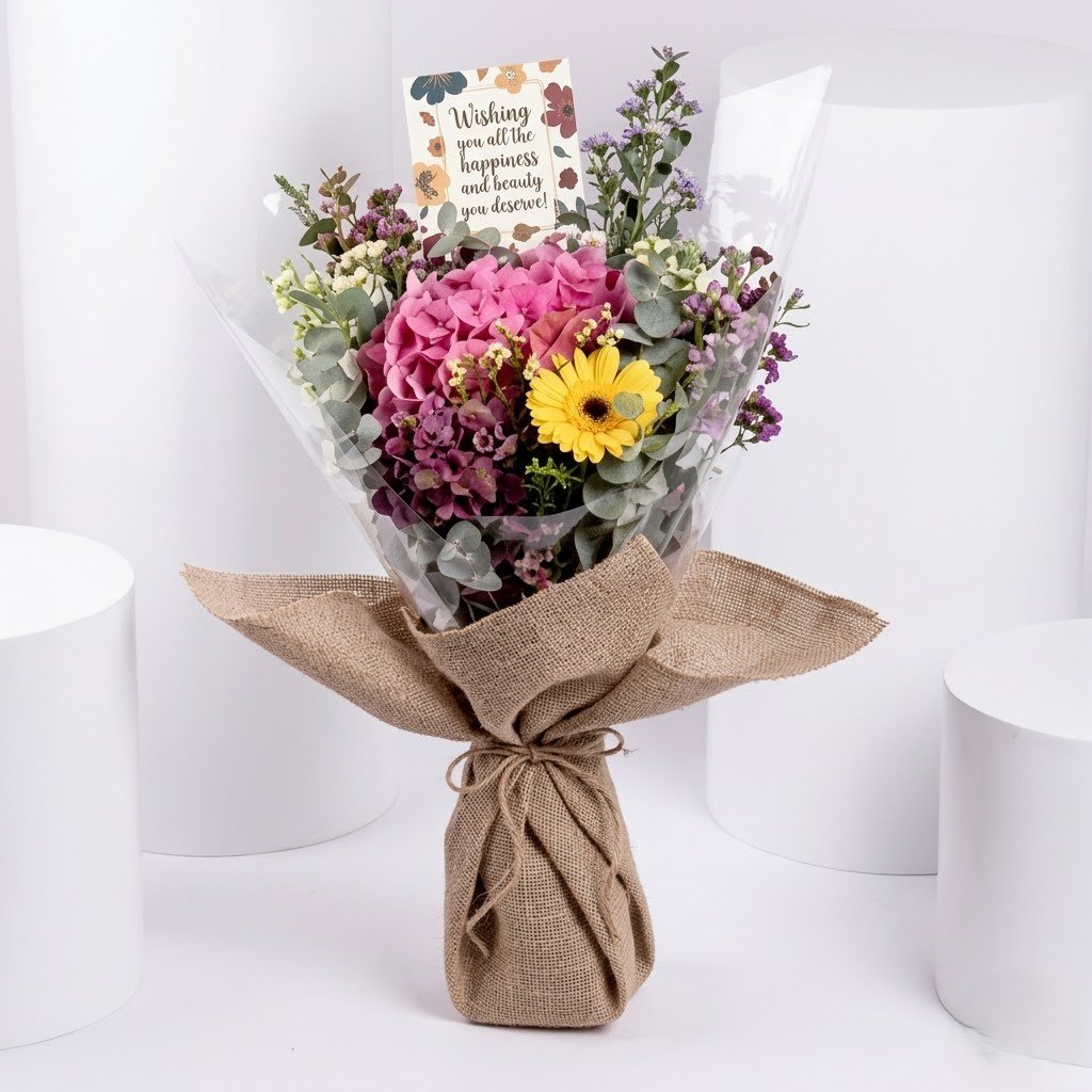 Grandparents Day Wishes Flowers Bouquet – Mixed Floral Wrapped Arrangement
