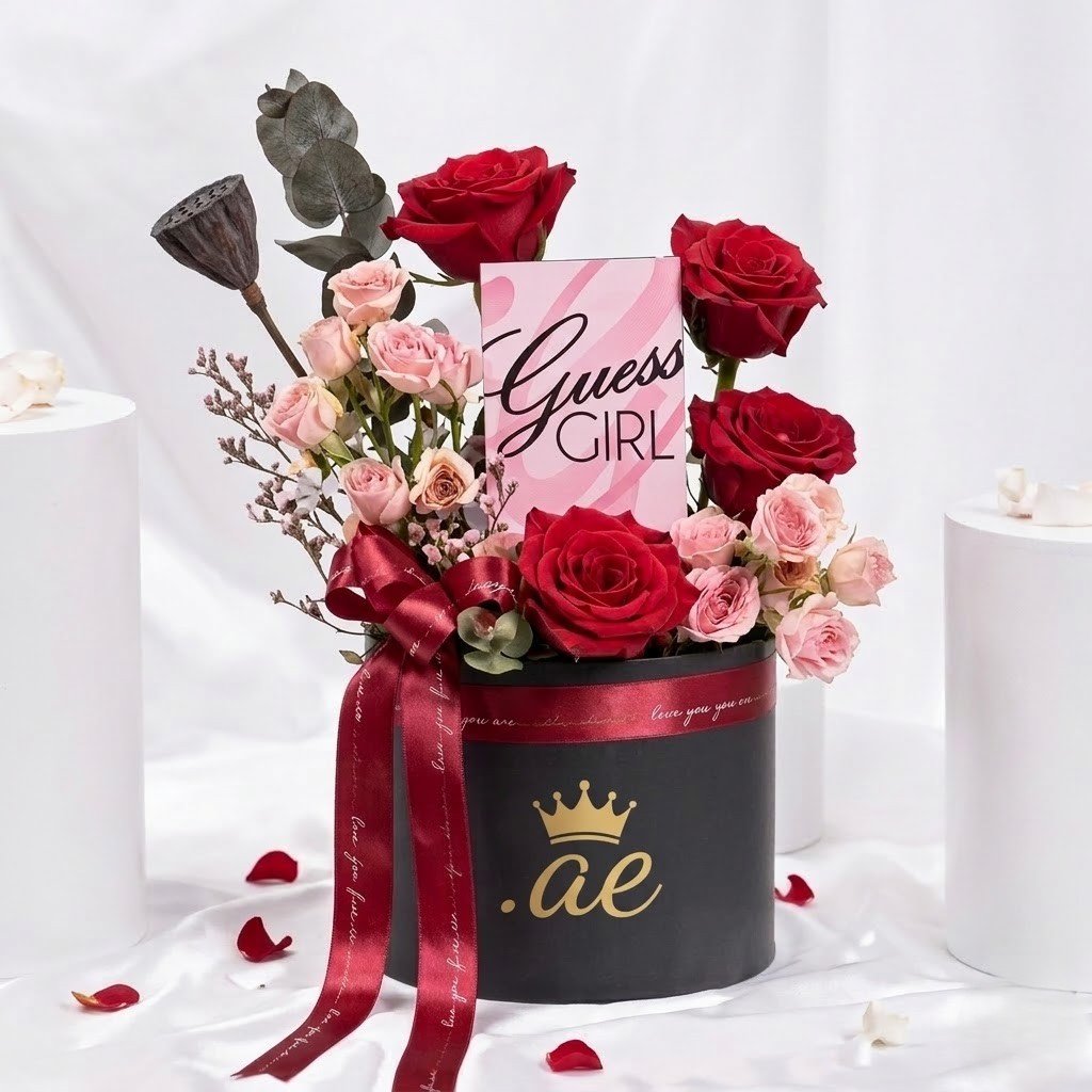 Guess Girl Perfume and Roses Collection – Luxury Floral & Fragrance Gift Box by Warda Petals