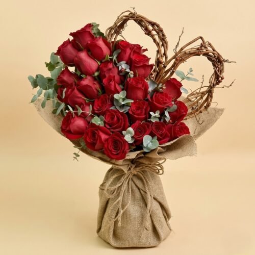 Heart Design 25 Red Roses Bouquet