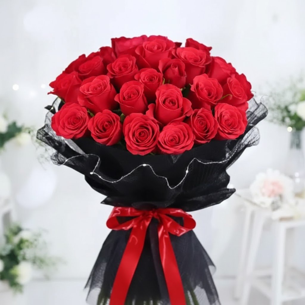 Heart Desire LED Rose Bouquet – 30 Red Roses with LED Lights by Warda Petals