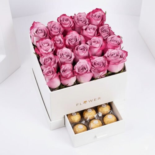 Hues Of Purple Roses And Chocolates – Premium Rose & Chocolate Box by Warda Petals