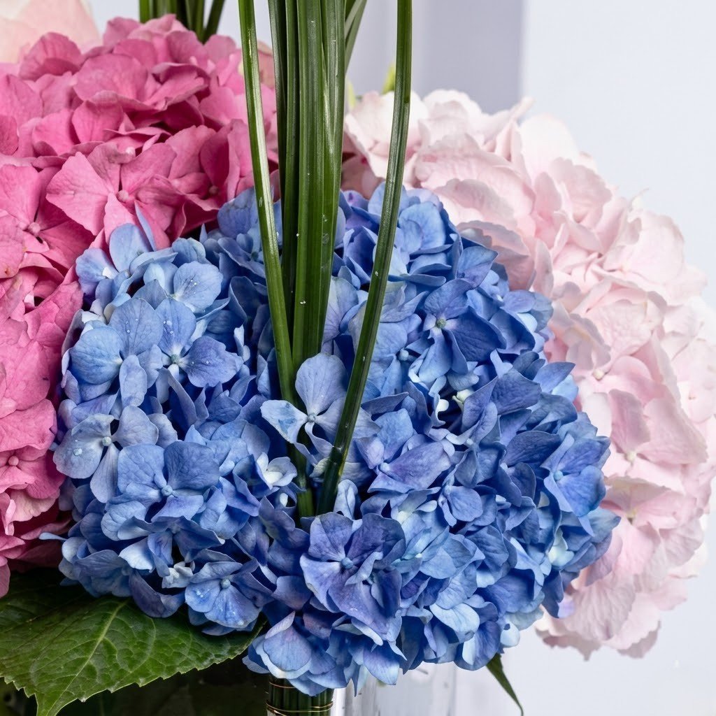 Hydrangeas Arrangement for Daughter – Colorful Vase Flowers