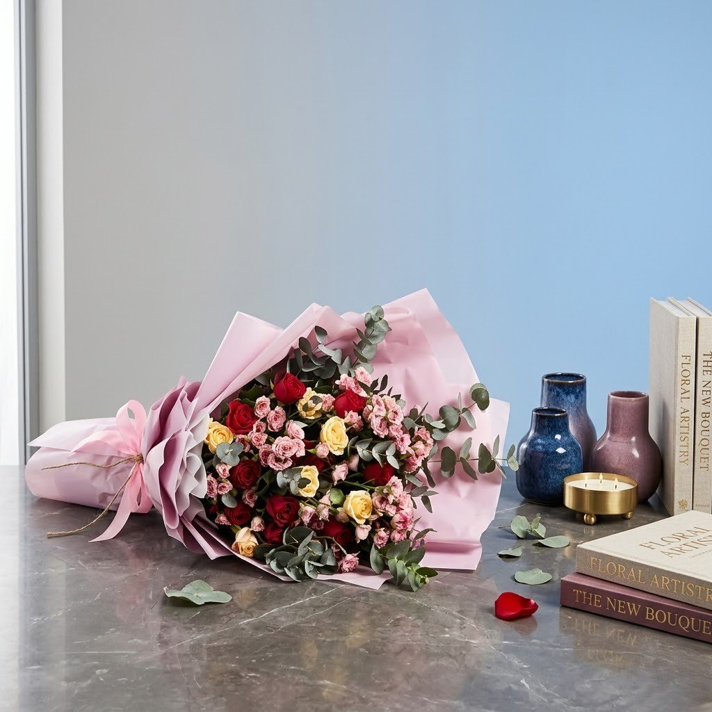 It’s You and The Beauty of Flowers – Elegant Mixed Roses Bouquet