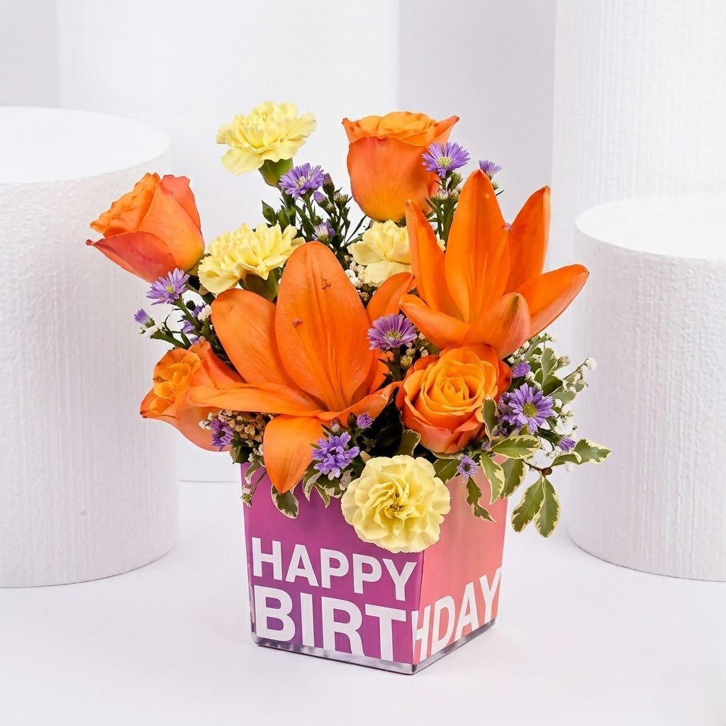 Its Your Birthday – Vibrant Vase Flower Arrangement
