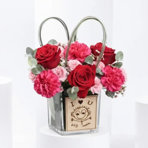 Love and Heart Flower Vase by Warda Petals
