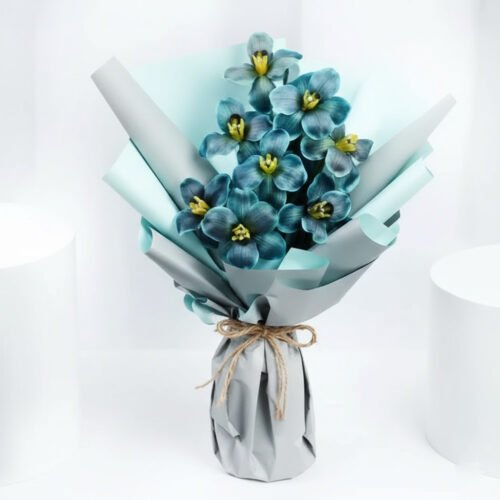 Majestic Blue Tulips Bouquet by Warda Petals