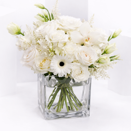 Mix White Flowers Beauty In A Vase by Warda Petals