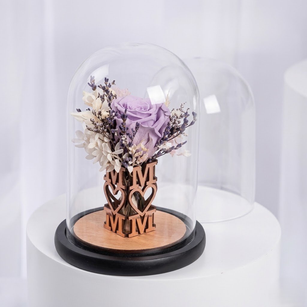 Mom Purple Preserved Rose Dome – Forever Rose Gift in Glass Dome