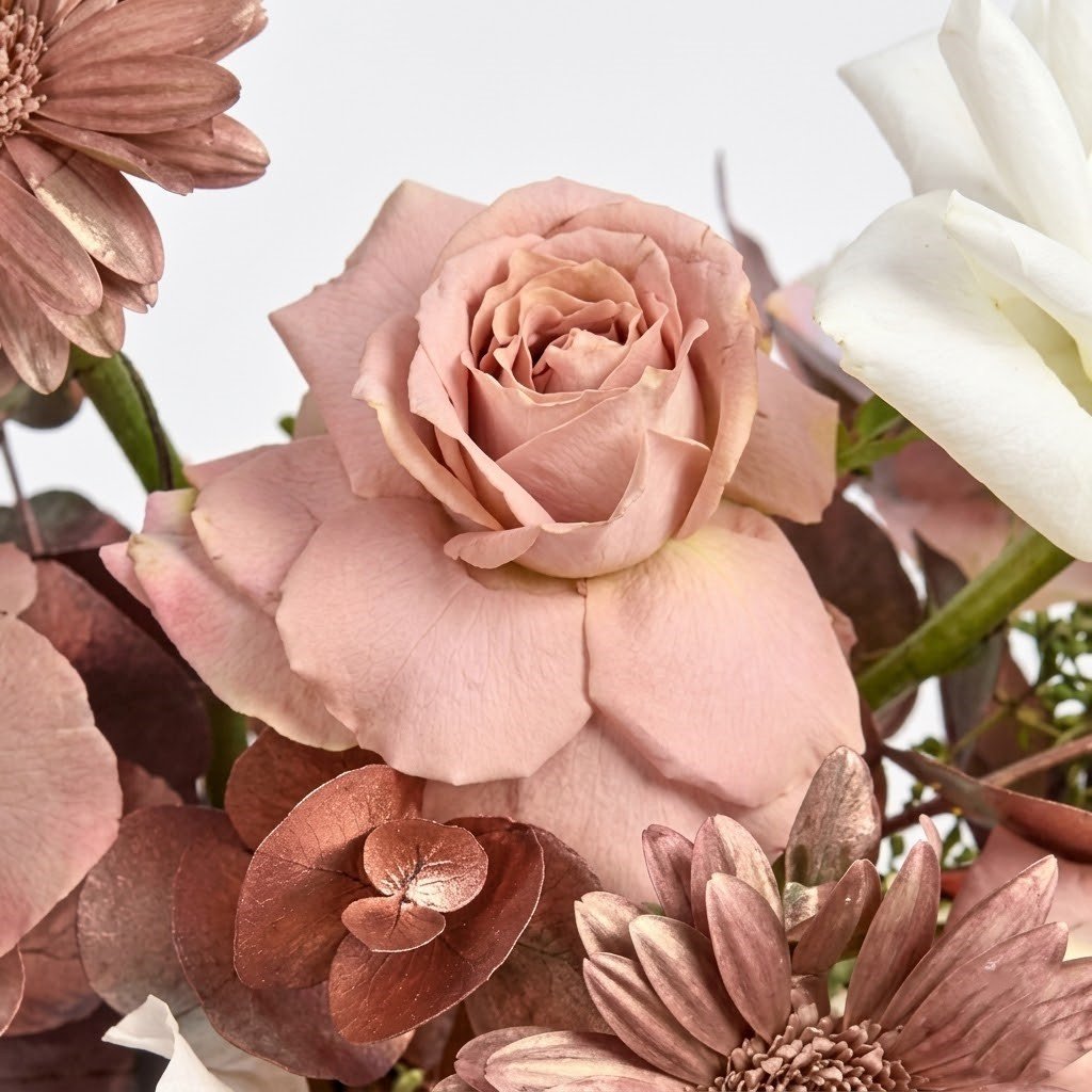 Monochrome Brown Flowers Vase by Warda Petals