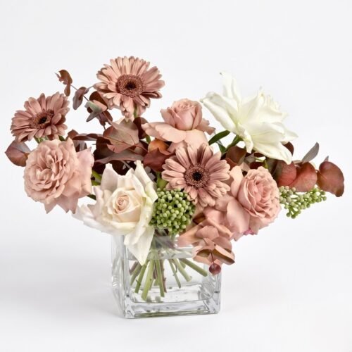 Monochrome Brown Flowers Vase by Warda Petals