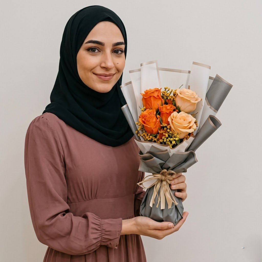 Orange and Peach Roses Bouquet – Bright & Elegant Floral Gift
