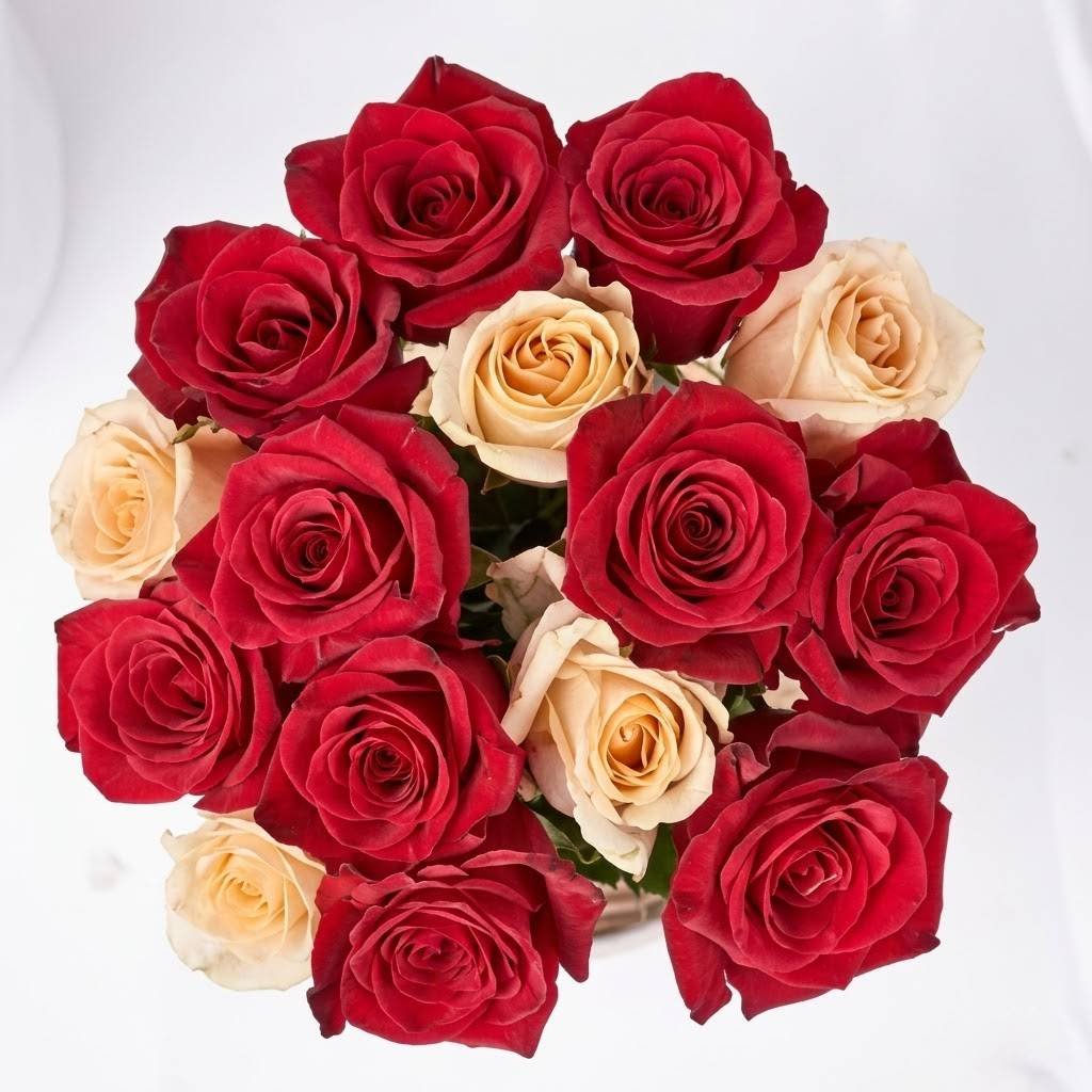Passionate Love Roses Arrangement – Red & Peach Roses in Premium Vase by Warda Petals