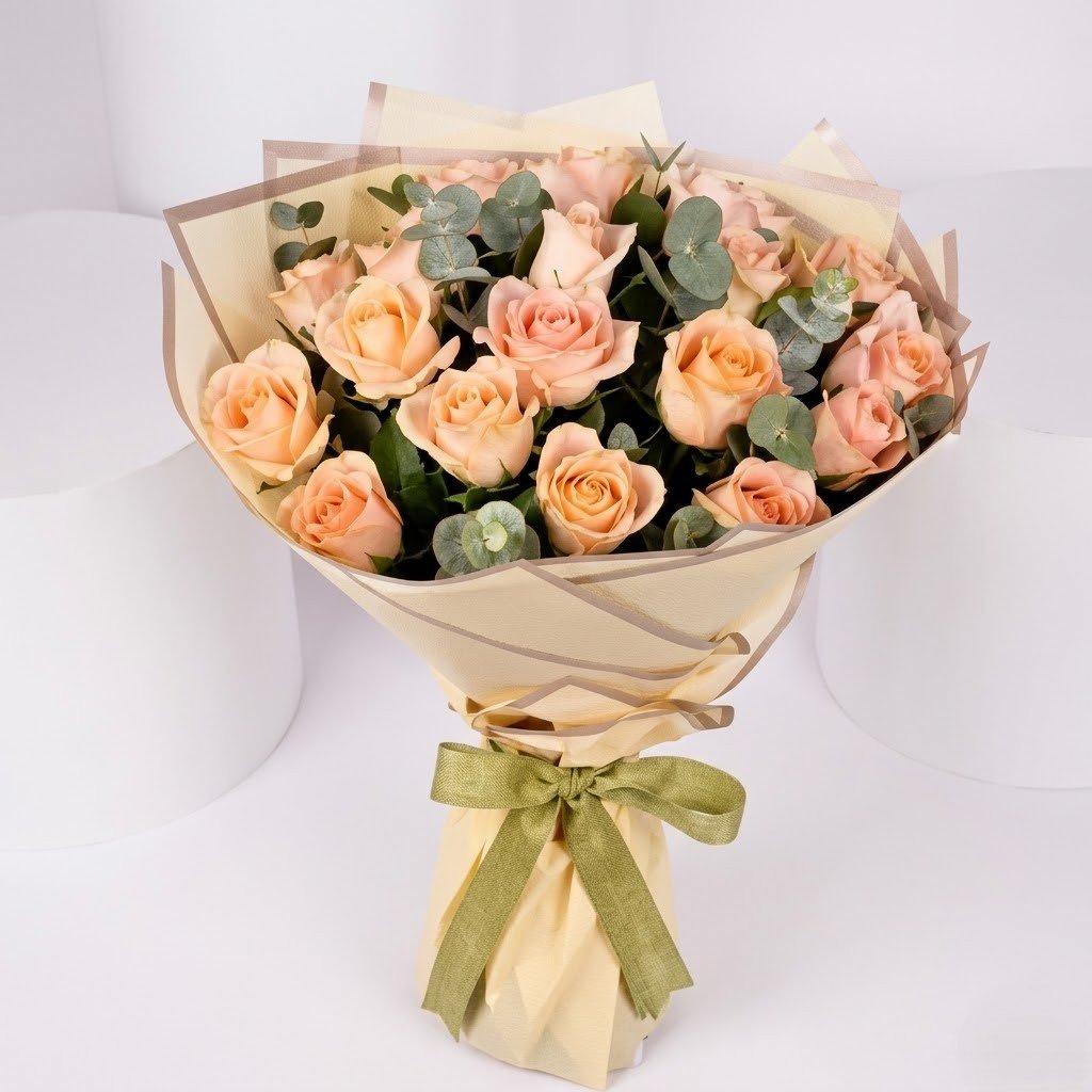 Peach Love 20 Rose Bouquet – Elegant Floral Gift