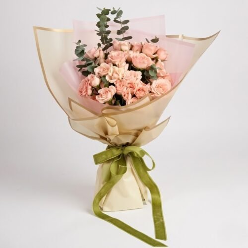 Peachy Blushes Rose Bouquet – Elegant Peach Floral Gift