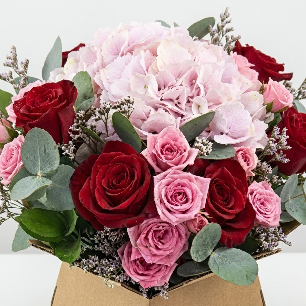 Pink and Red Flowers Beauty – Romantic Mixed Bouquet