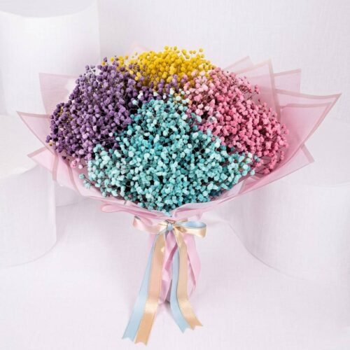 Rainbow Clouds – Mixed Colour Gypsophila Bouquet by Warda Petals
