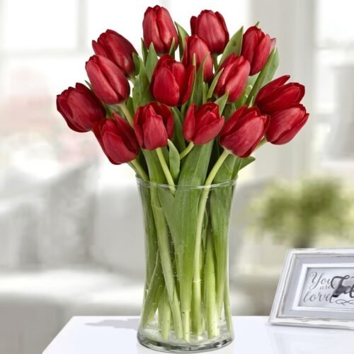 Red Tulip Arrangement – Elegant Vase Display