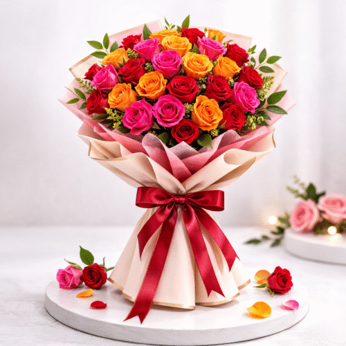 Vibrant Bunch of Spray Roses – Colorful Floral Bouquet