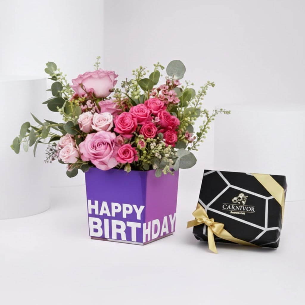 Vibrant Flowers and Godiva Chocolates For Birthday by Warda Petals